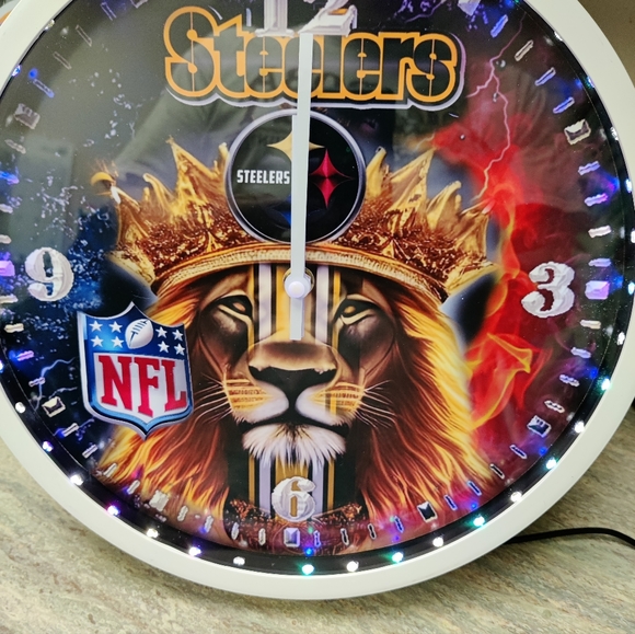 Steelers lion king led dance light 12 " football clock - Picture 13 of 13